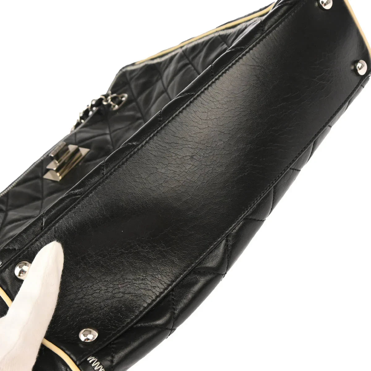 Chanel 2008-2009 Black Lambskin Mademoiselle Lock Tote Bag