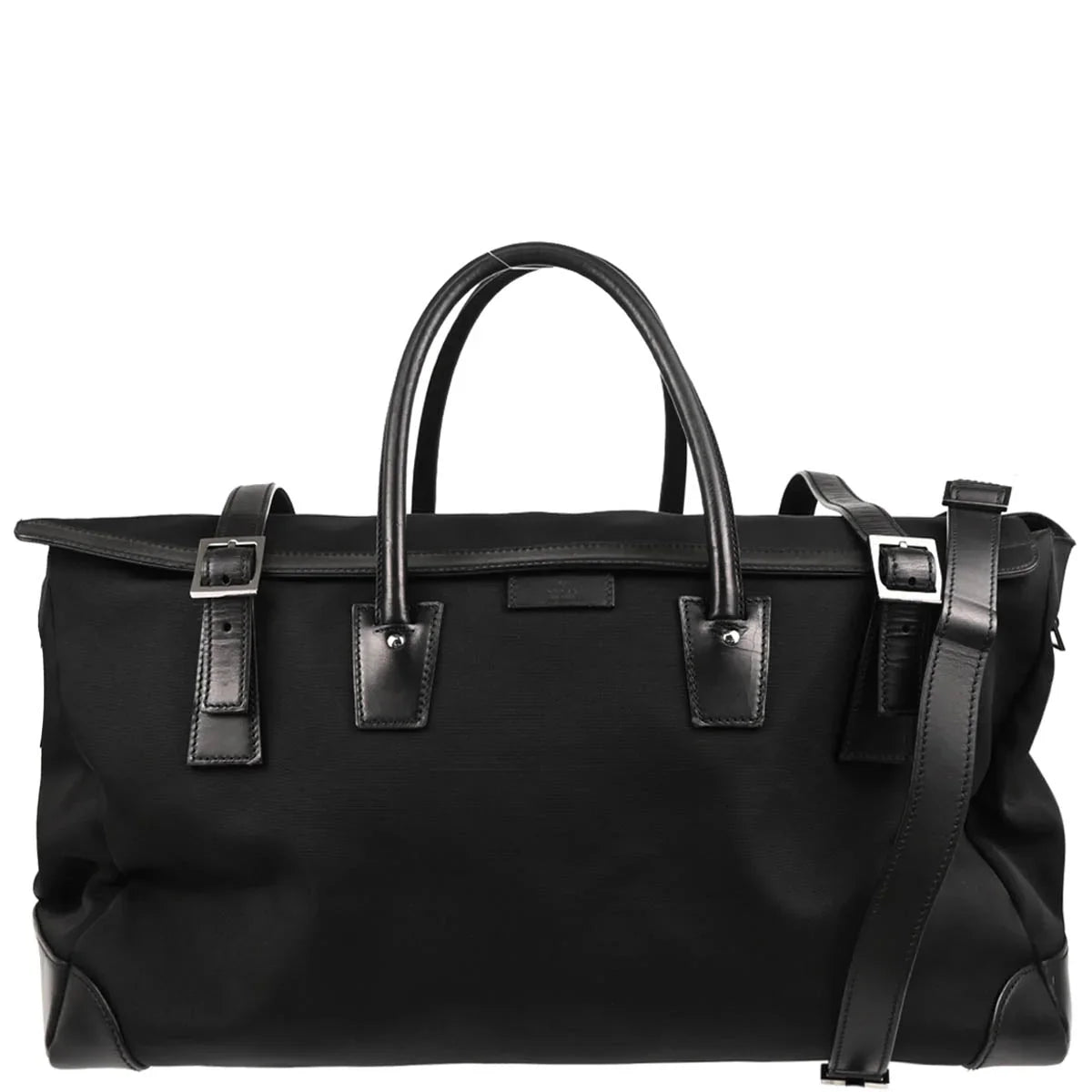 Gucci Black Canvas 2way Duffle Shoulder Handbag