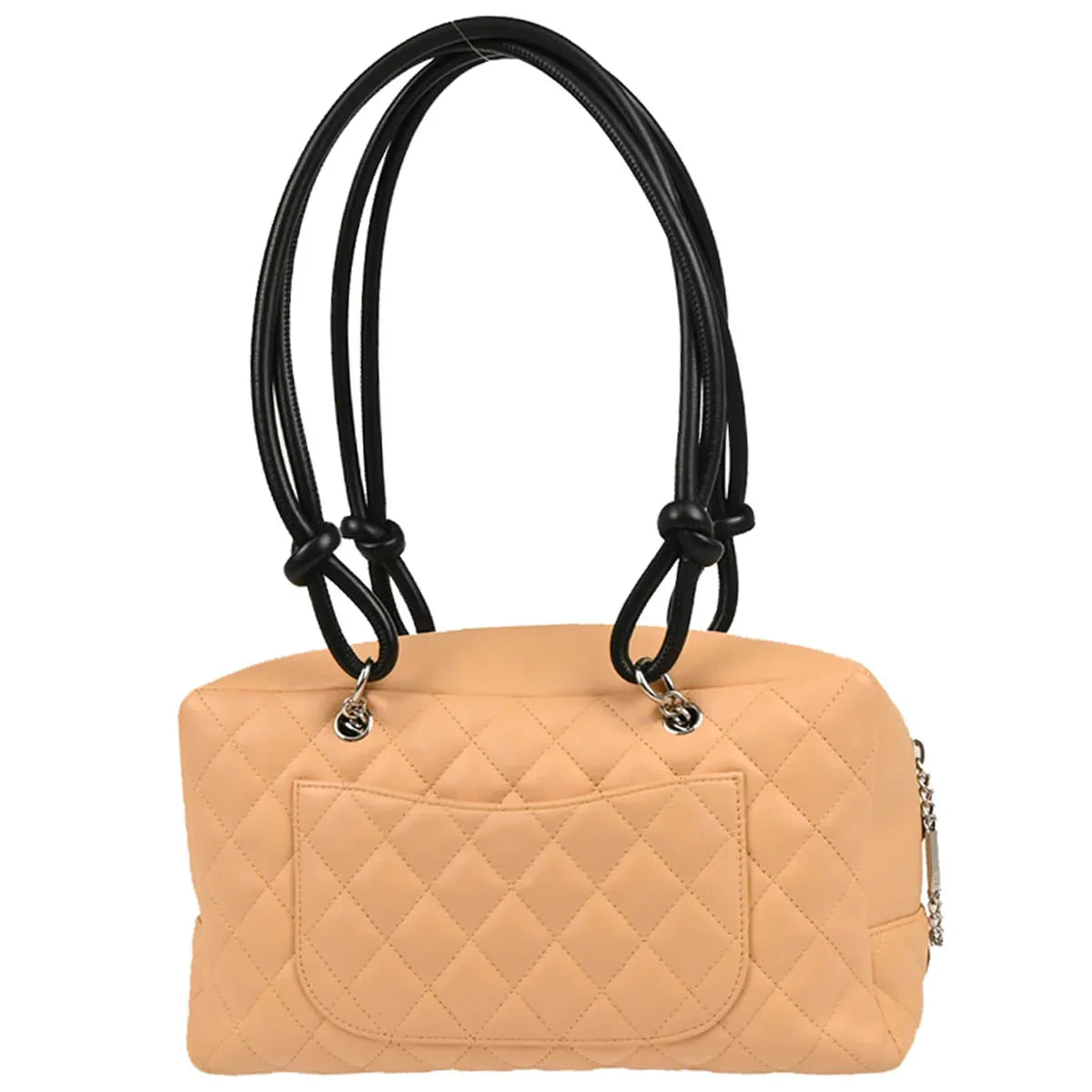Chanel 2005-2006 Beige Black Calfskin Cambon Ligne Bowling Bag