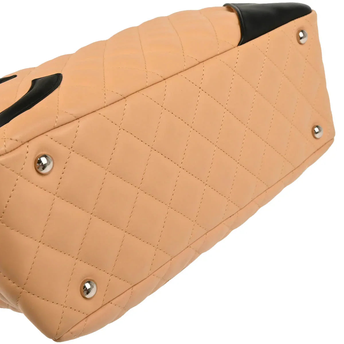 Chanel 2005-2006 Beige Black Calfskin Cambon Ligne Bowling Bag