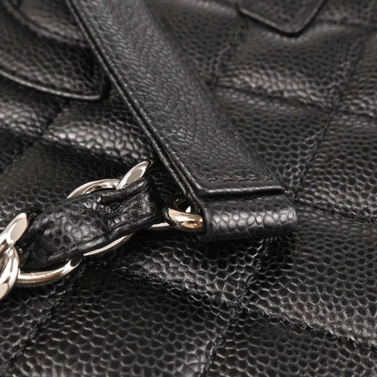 Chanel 2008-2009 Black Caviar Grand Shopping Tote GST Chain Handbag