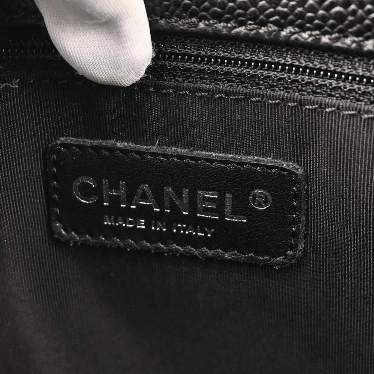Chanel 2008-2009 Black Caviar Grand Shopping Tote GST Chain Handbag