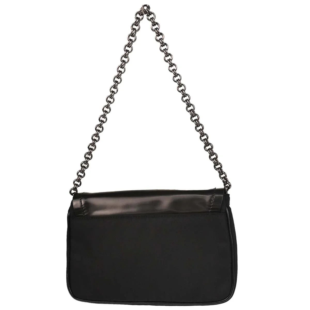 Prada Black Nylon Leather Rhinestone Handbag