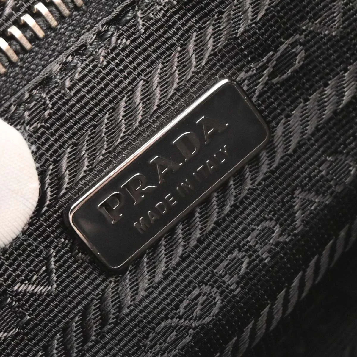 Prada Black Nylon Leather Rhinestone Handbag