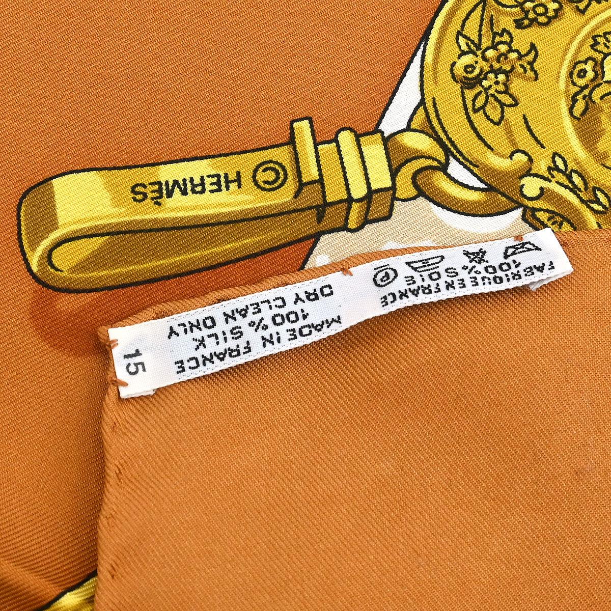 Hermes Scarf Carre 90 Memoire d'Hermes Brown Small Good