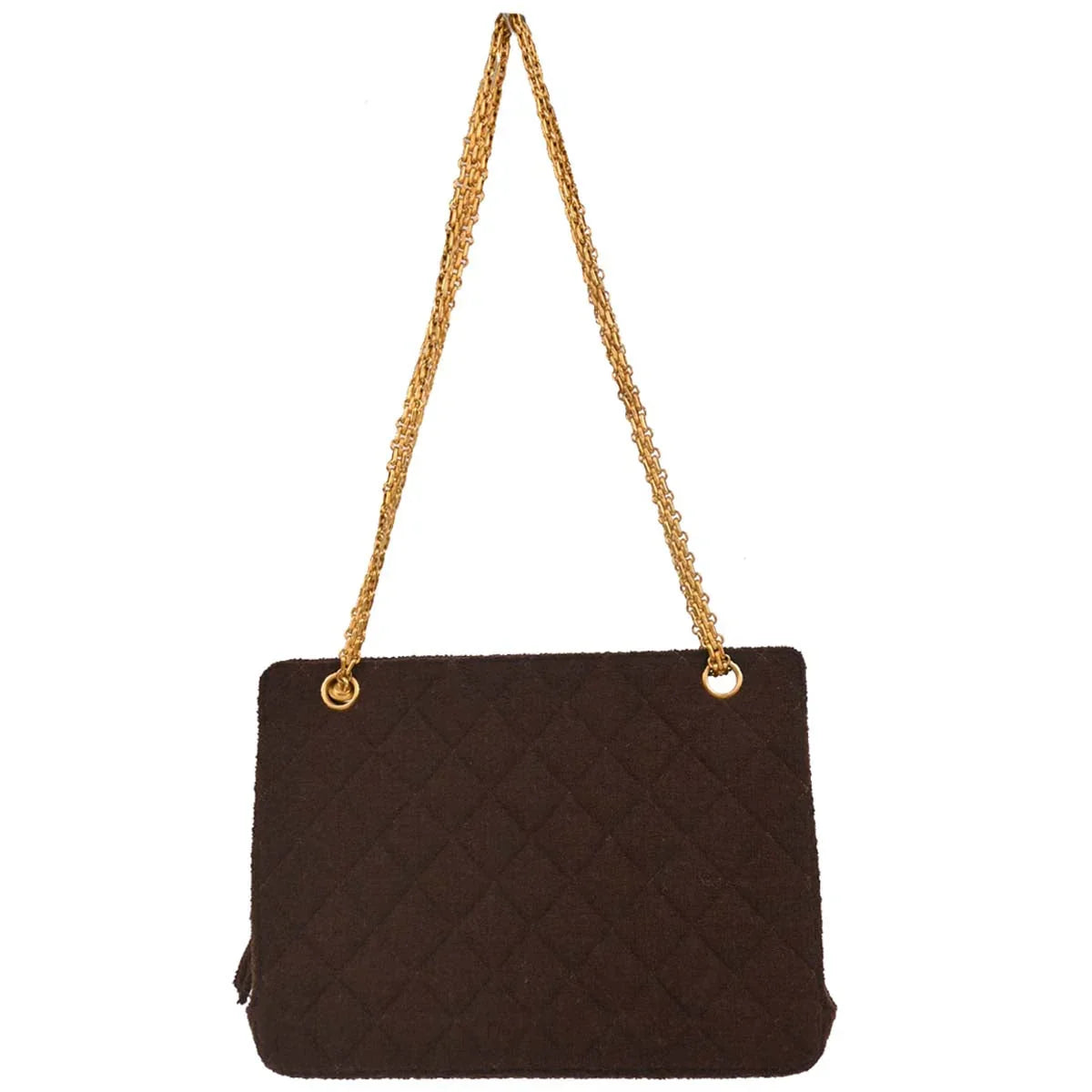 Chanel 1994-1996 Brown Tweed Chain Shoulder Tote Bag