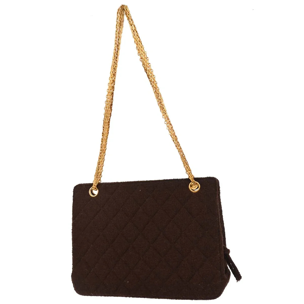 Chanel 1994-1996 Brown Tweed Chain Shoulder Tote Bag