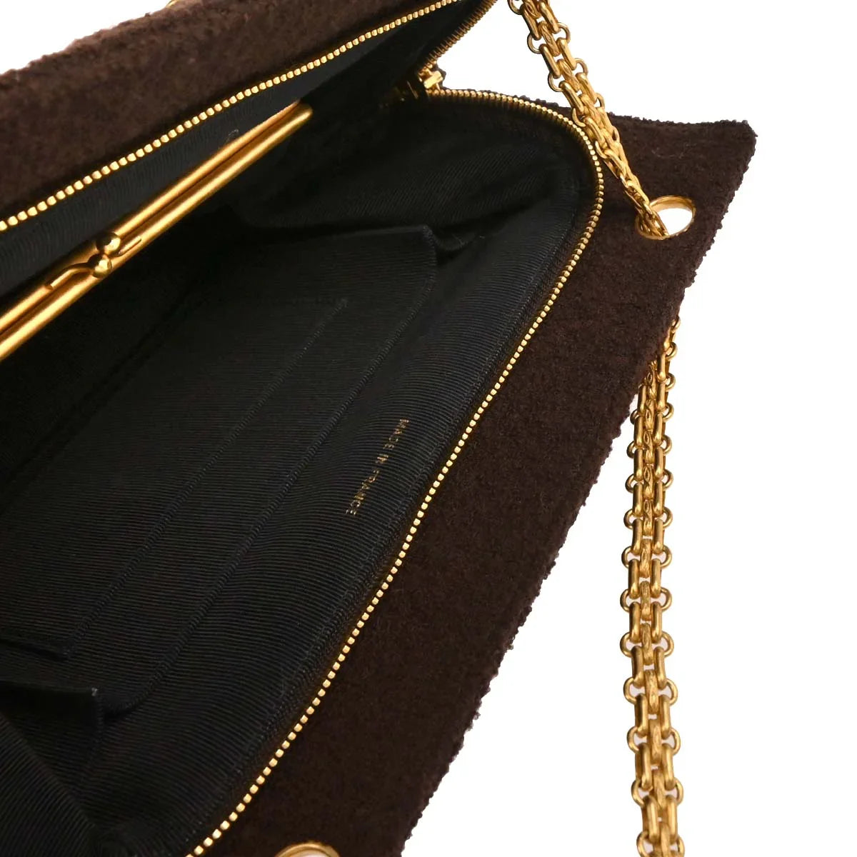 Chanel 1994-1996 Brown Tweed Chain Shoulder Tote Bag