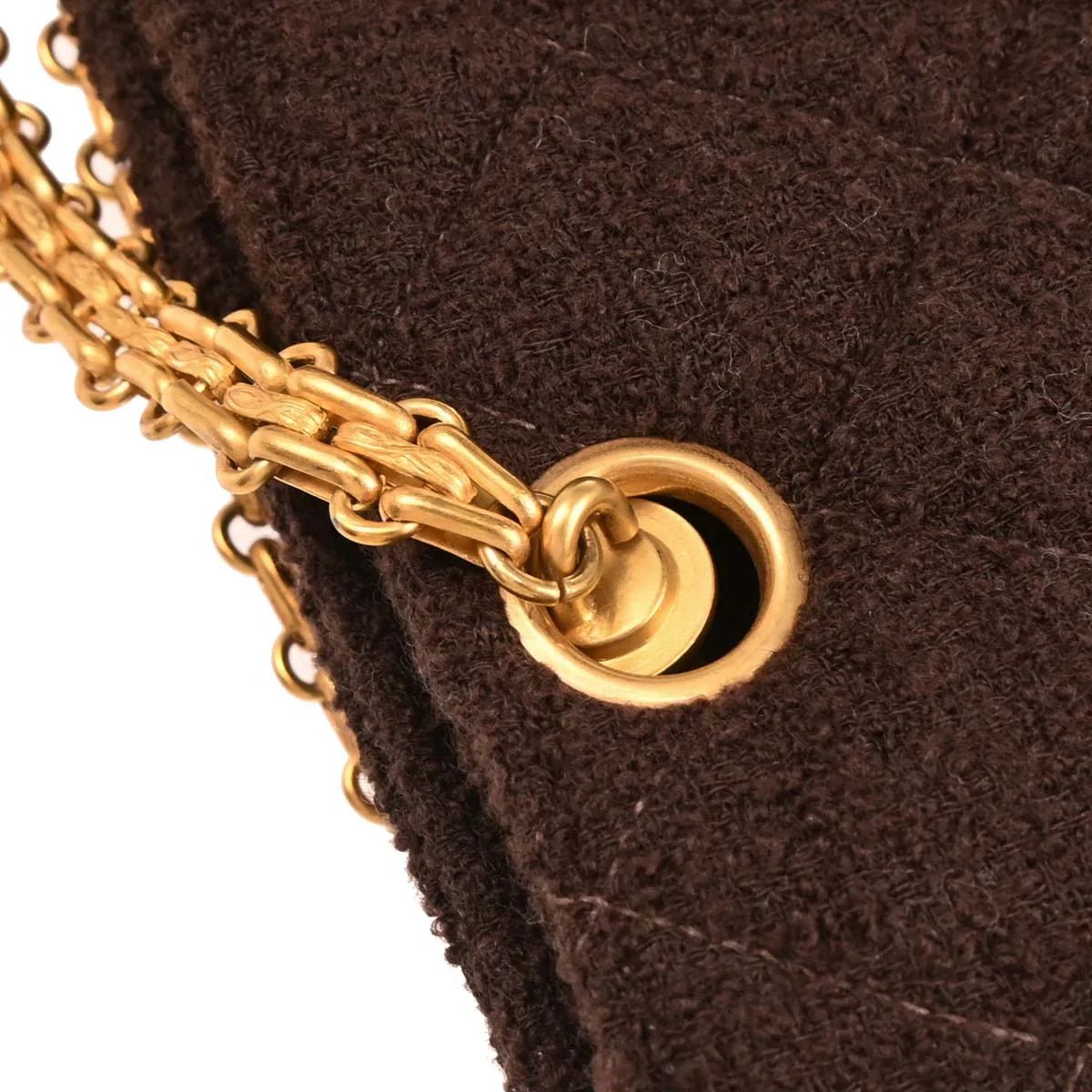 Chanel 1994-1996 Brown Tweed Chain Shoulder Tote Bag