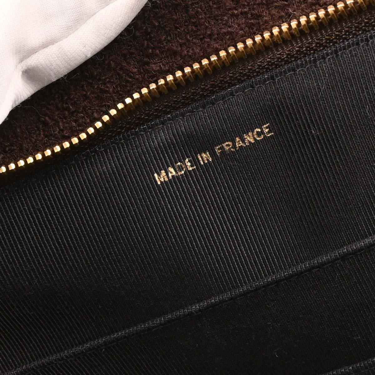 Chanel 1994-1996 Brown Tweed Chain Shoulder Tote Bag