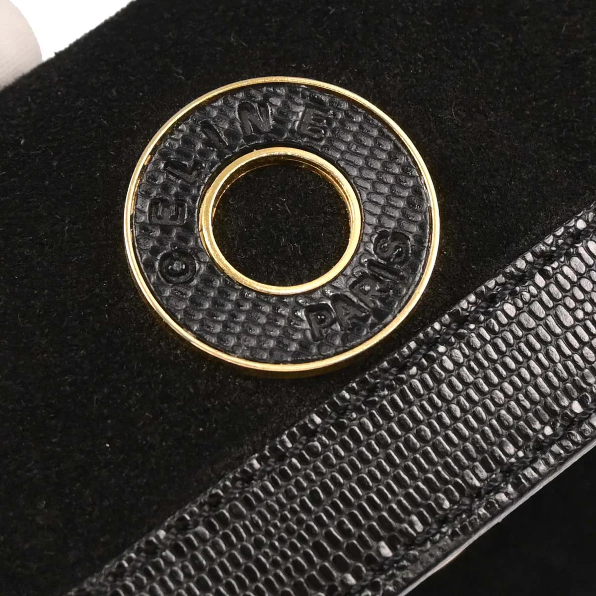 Celine Black Suede Embossed Leather Handbag