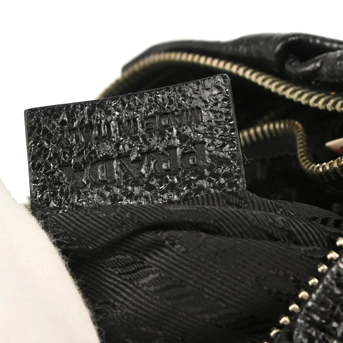 Prada Metallic Black Leather Hobo Handbag