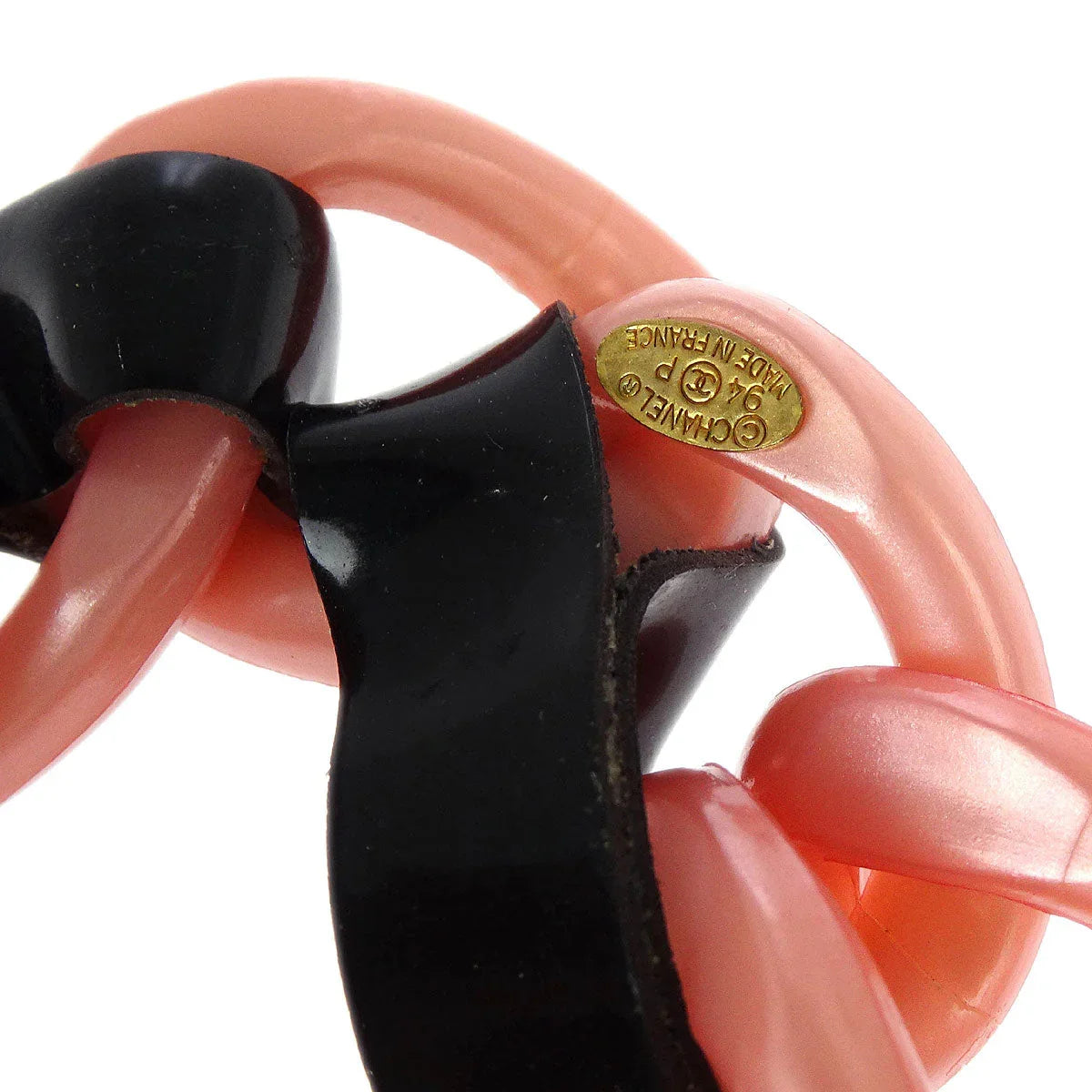 Chanel Acrylic Chain Belt CC Pink Black 94P Small Good