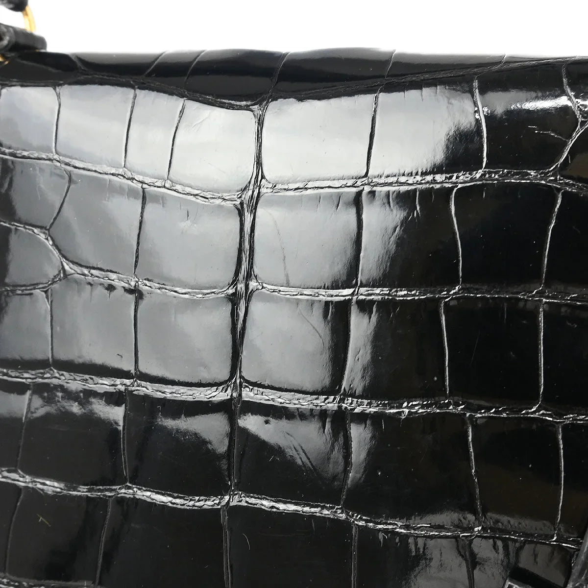 Hermes * Black Alligator Kelly 28 Sellier 2way Shoulder Handbag