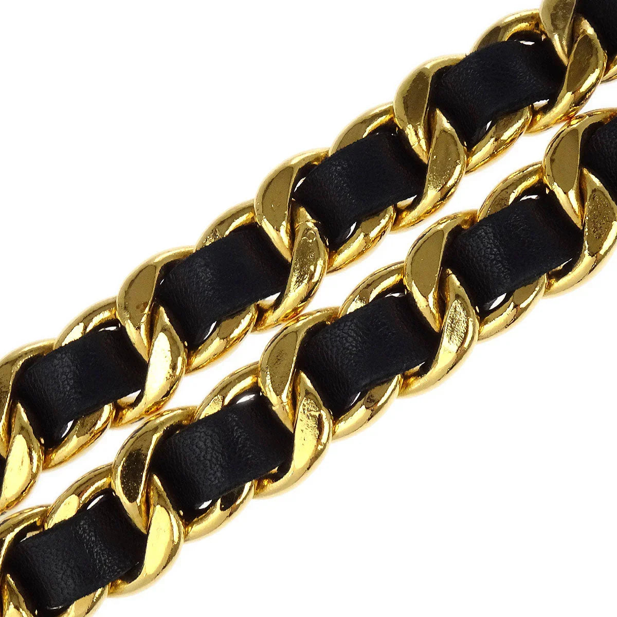 Chanel Chain Belt Medallion Gold Black Small Good