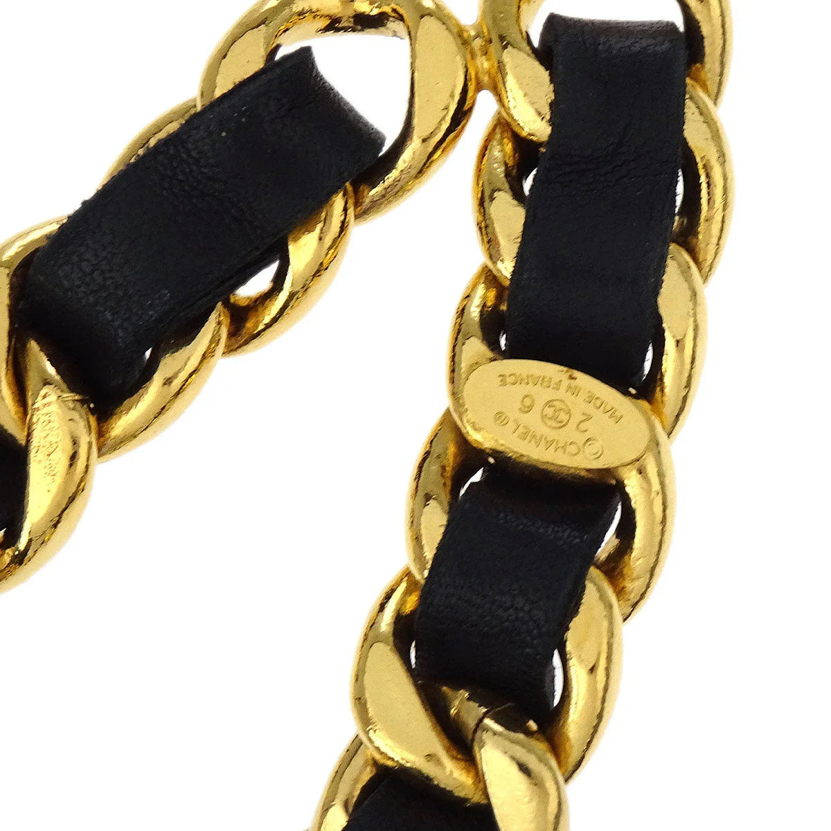 Chanel Chain Belt Medallion Gold Black Small Good