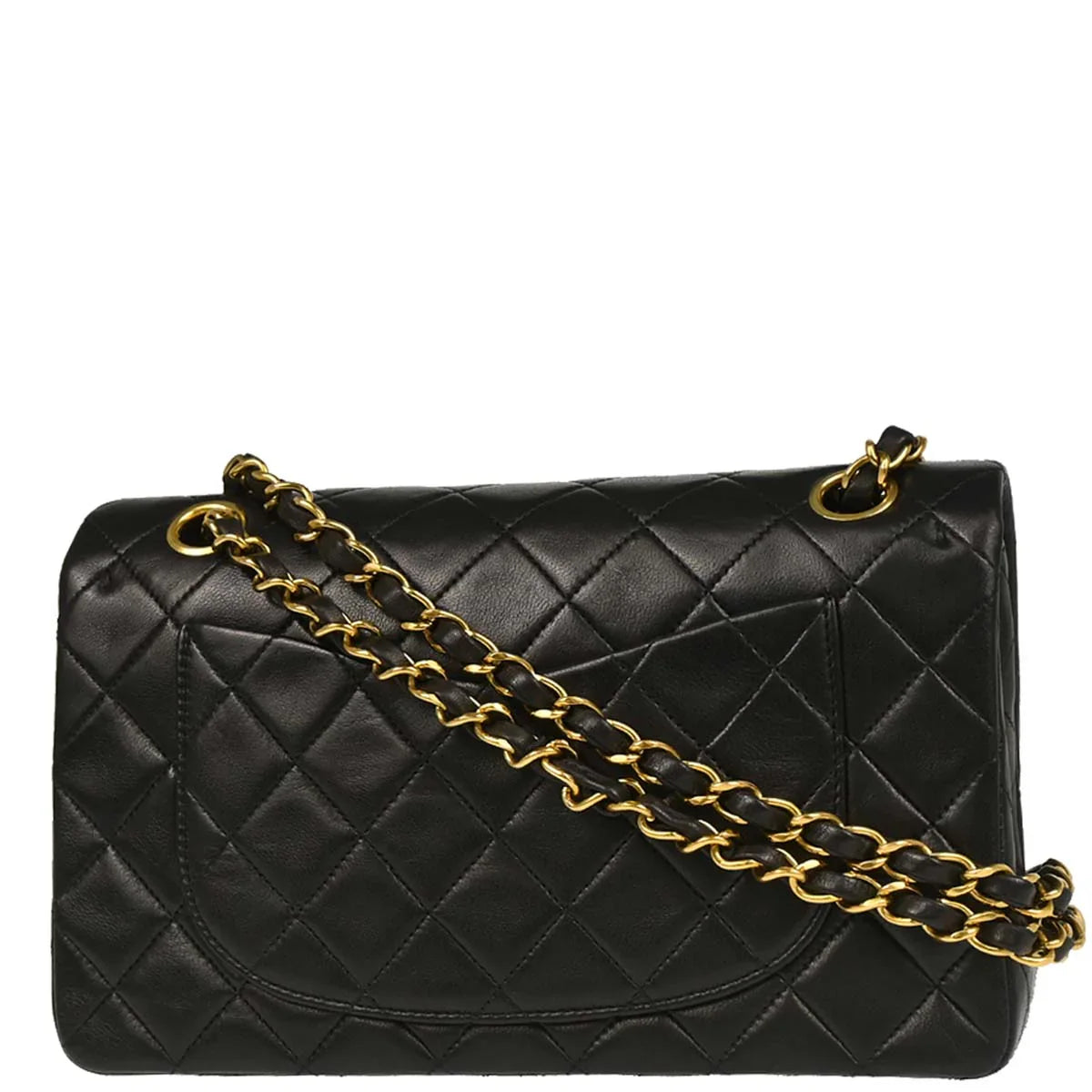 Chanel 1991-1994 Black Lambskin Small Classic Double Flap Shoulder Bag