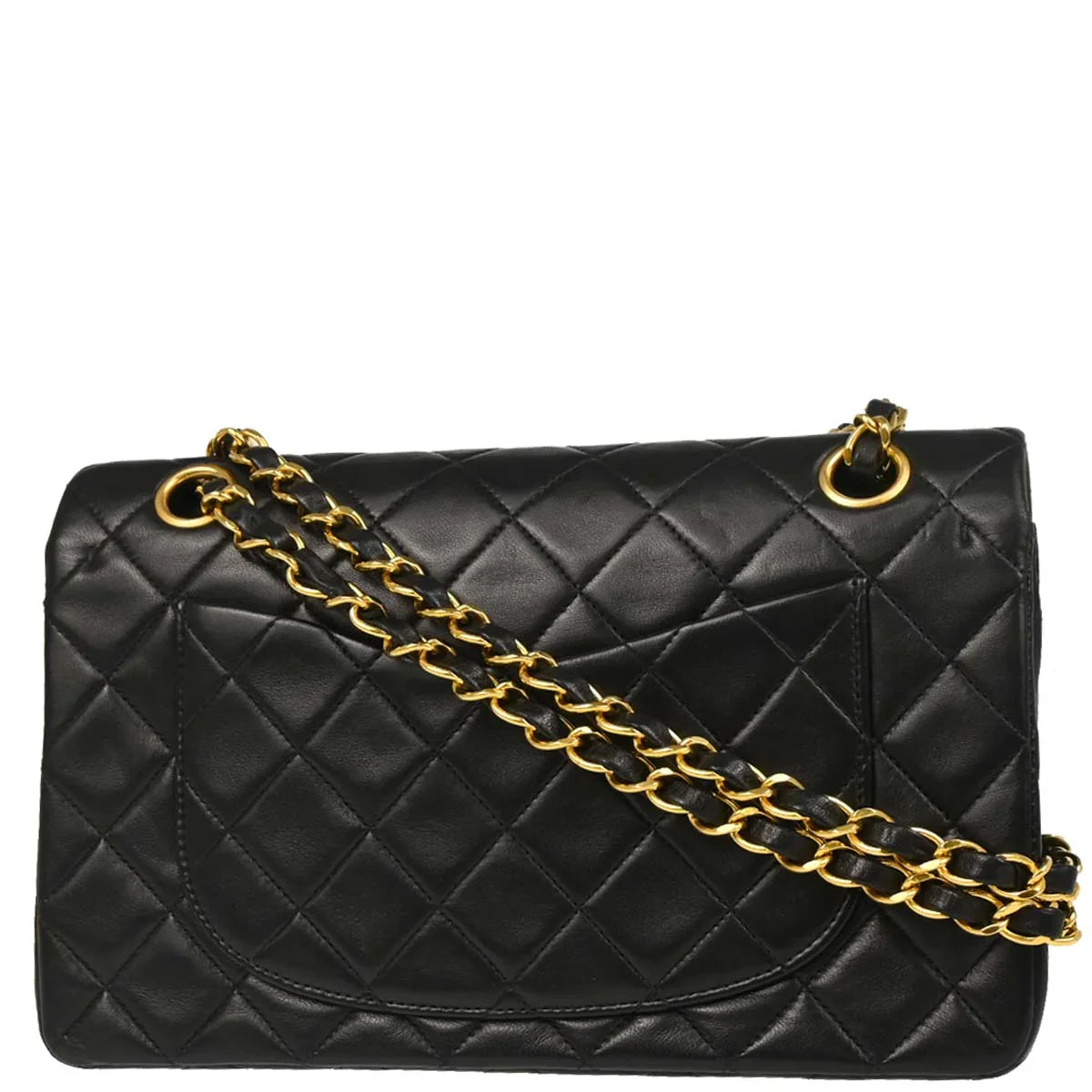 Chanel 1994-1996 Black Lambskin Small Classic Double Flap Shoulder Bag