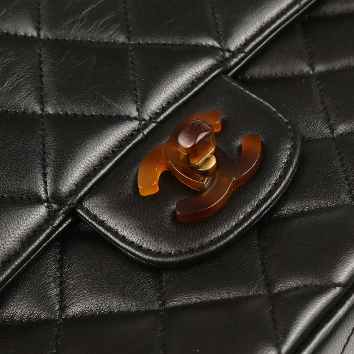 Chanel 1994-1996 Black Lambskin Medium Single Flap Shoulder Bag