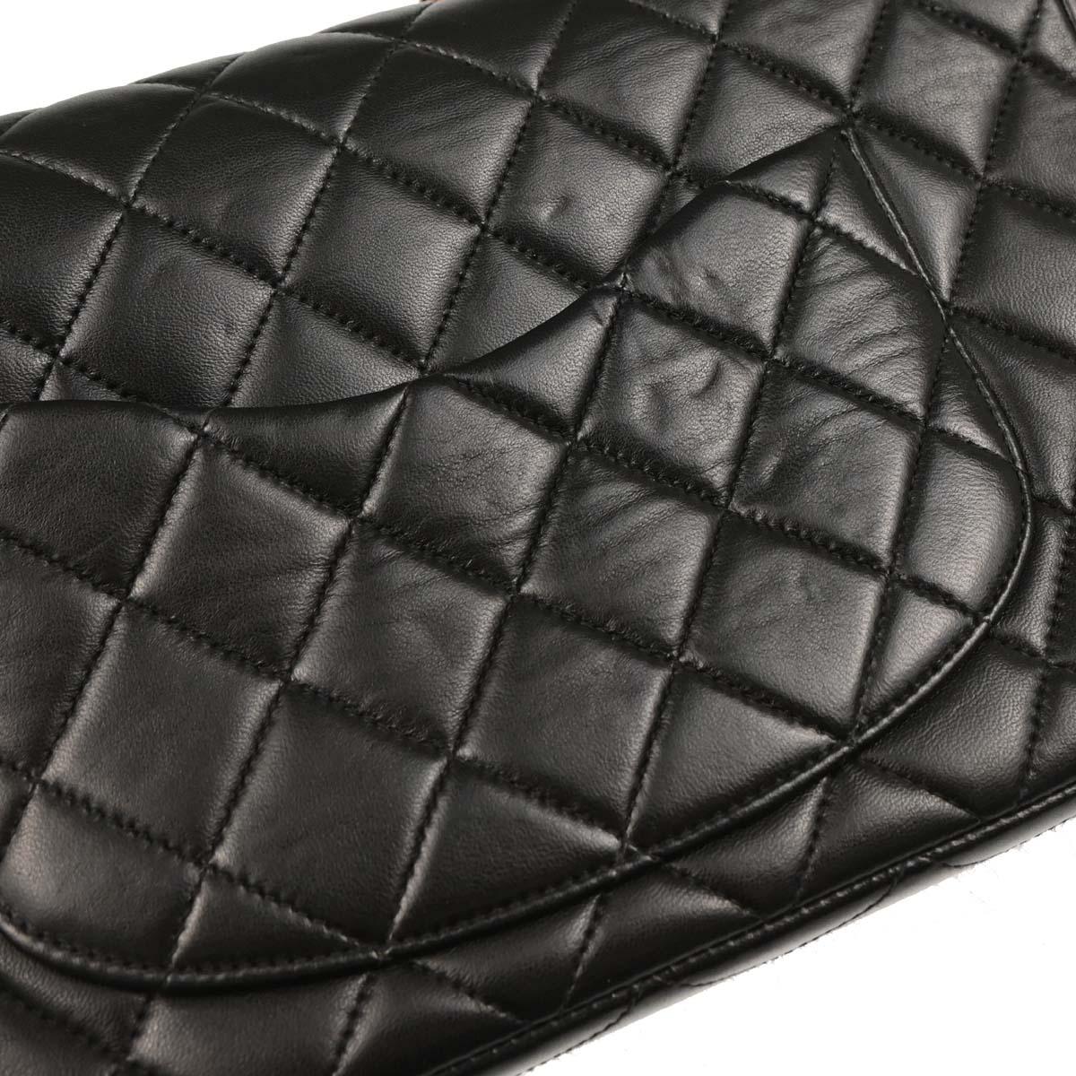 Chanel 1994-1996 Black Lambskin Medium Single Flap Shoulder Bag