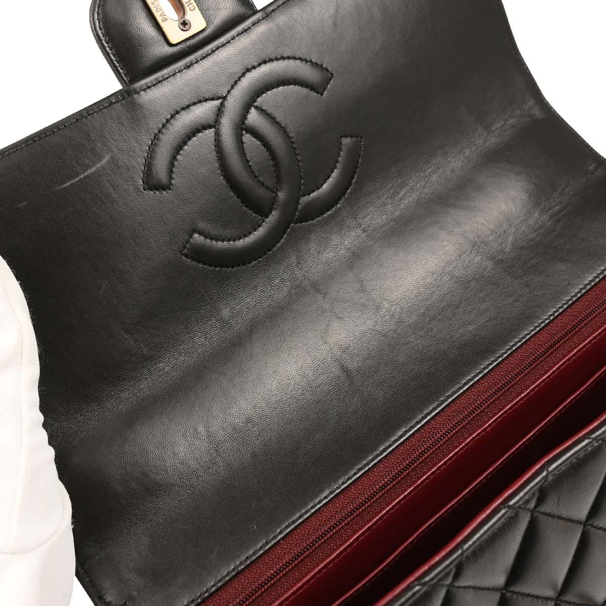 Chanel 1994-1996 Black Lambskin Medium Single Flap Shoulder Bag