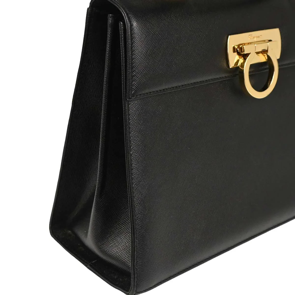 Salvatore Ferragamo Black Leather Gancini 2way Shoulder Handbag