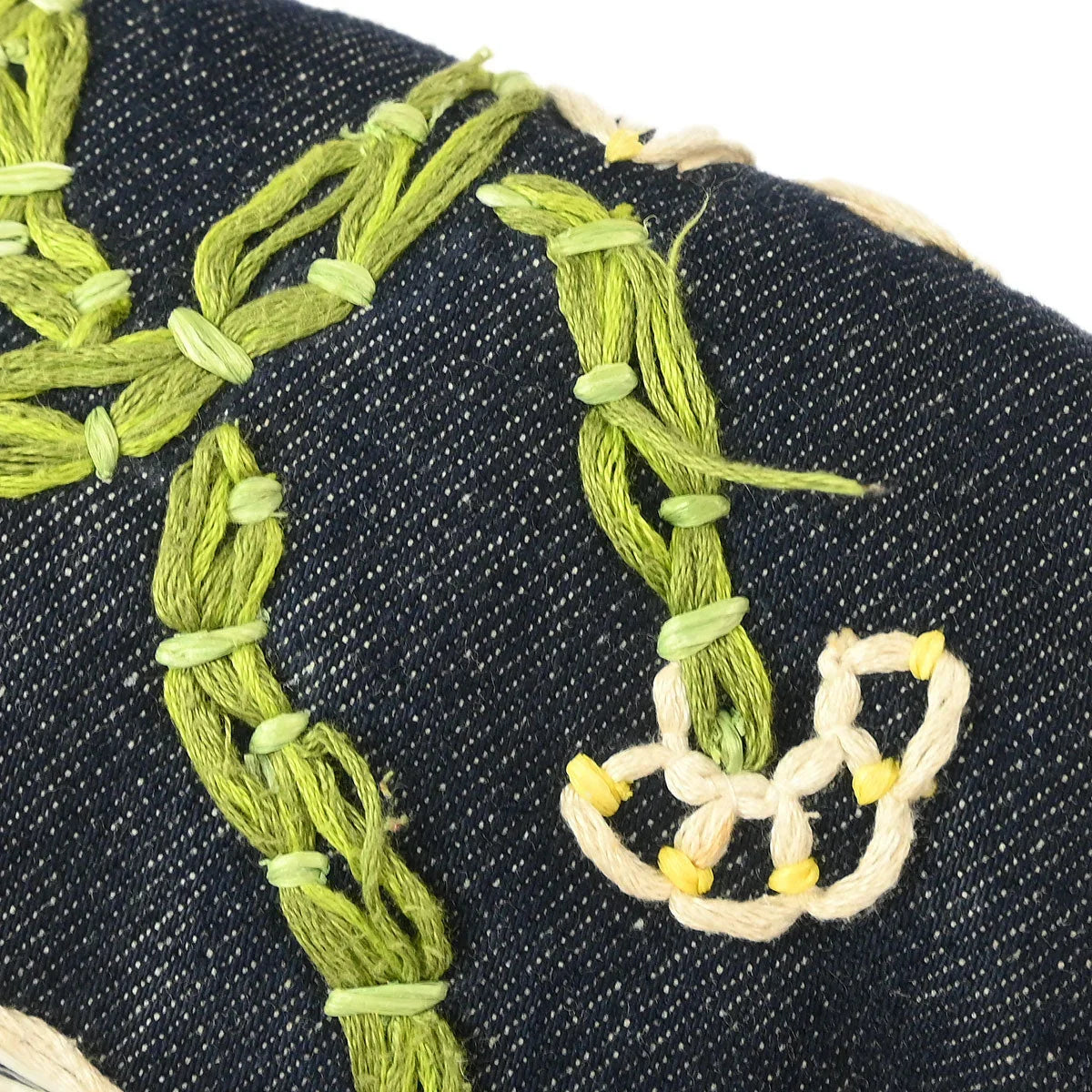 Fendi 2000 Denim Embroidered Baguette Handbag