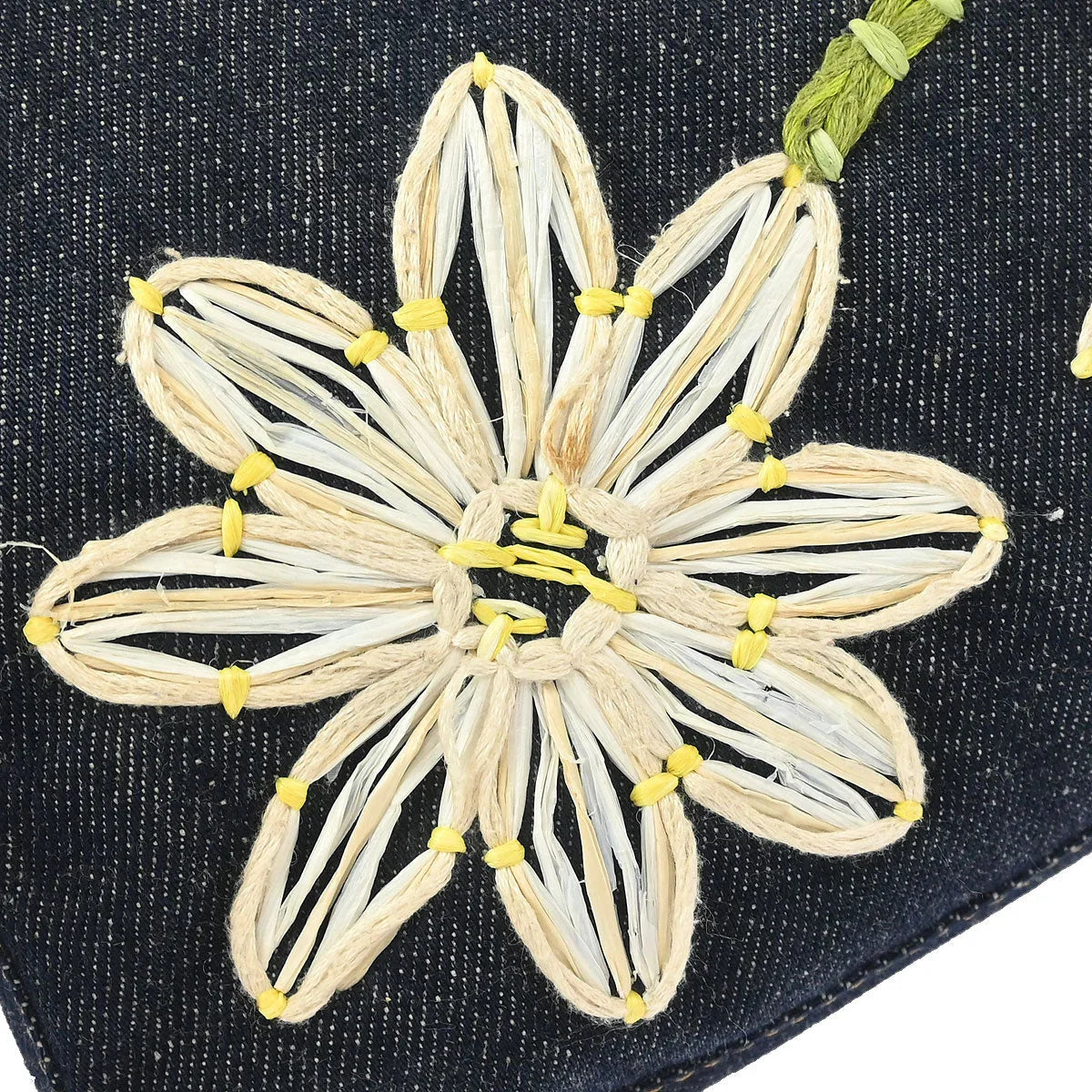 Fendi 2000 Denim Embroidered Baguette Handbag