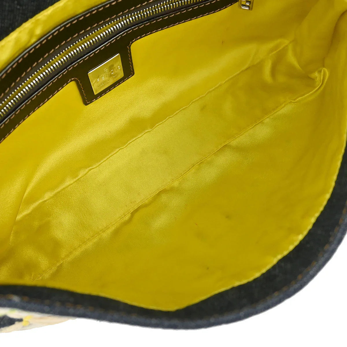 Fendi 2000 Denim Embroidered Baguette Handbag