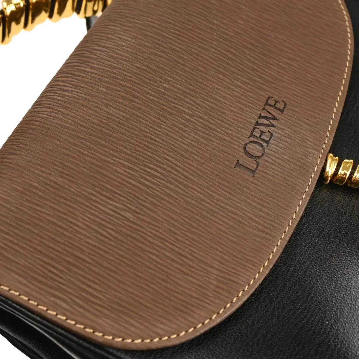 Loewe Black Brown Leather Velazquez 2way Shoulder Handbag