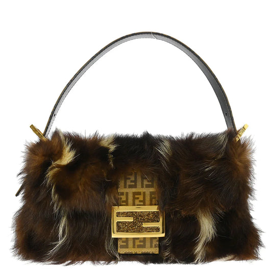 Fendi * 2000-2001 “fitch fur inlay” Baguette Handbag