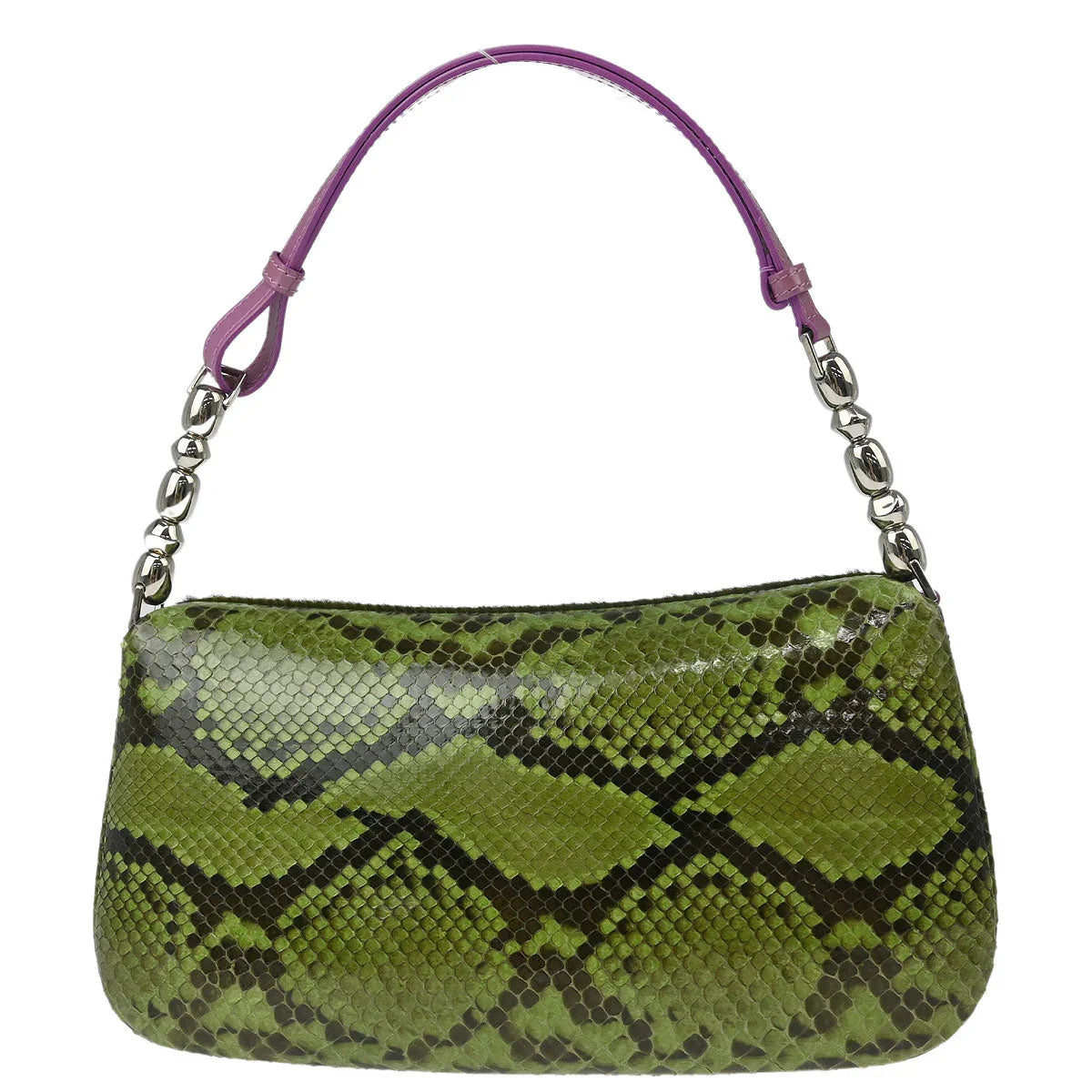 Christian Dior * 2000 Moss Green Pony Hair Python Malice Pearl Handbag