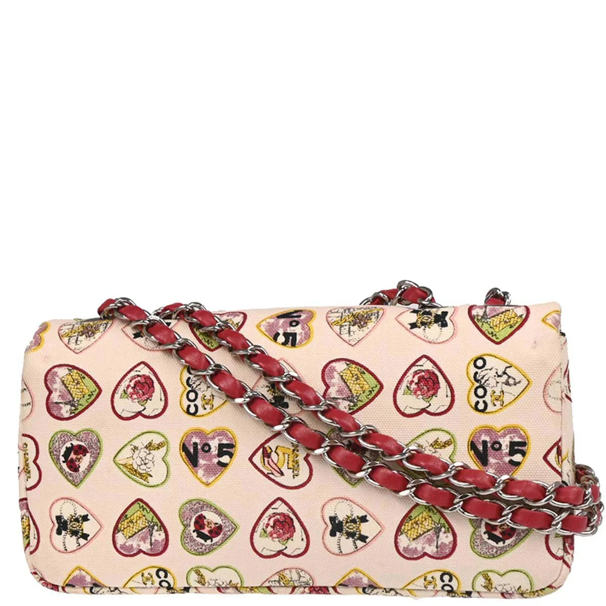 Chanel Pink Canvas Valentine Chain Shoulder Bag