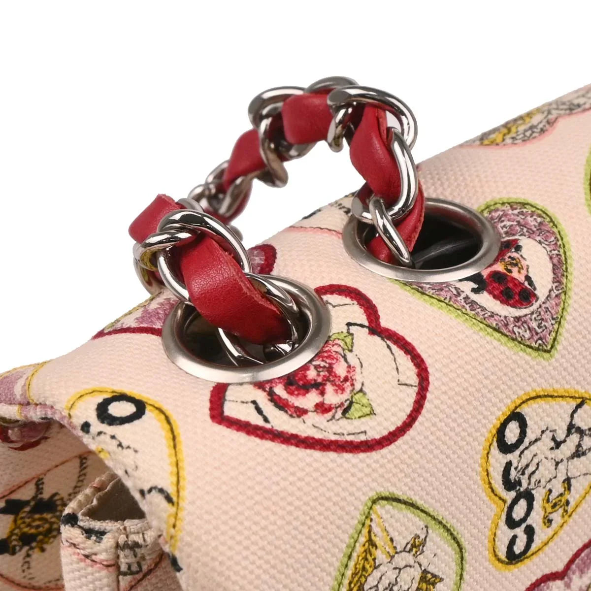 Chanel Pink Canvas Valentine Chain Shoulder Bag