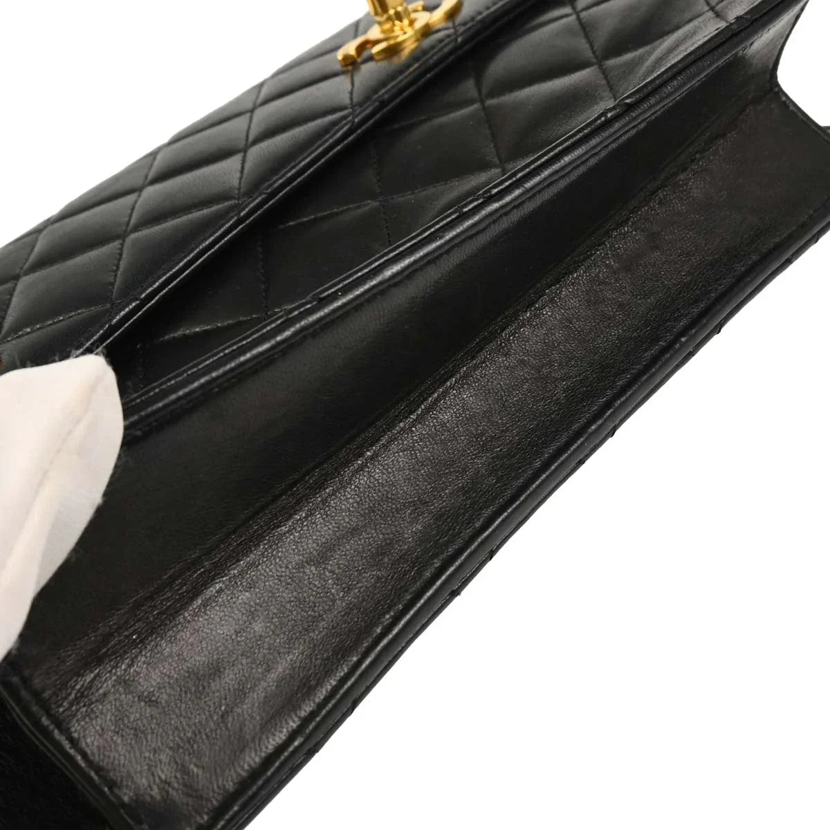 Chanel 1989-1991 Black Lambskin 2way Shoulder Handbag