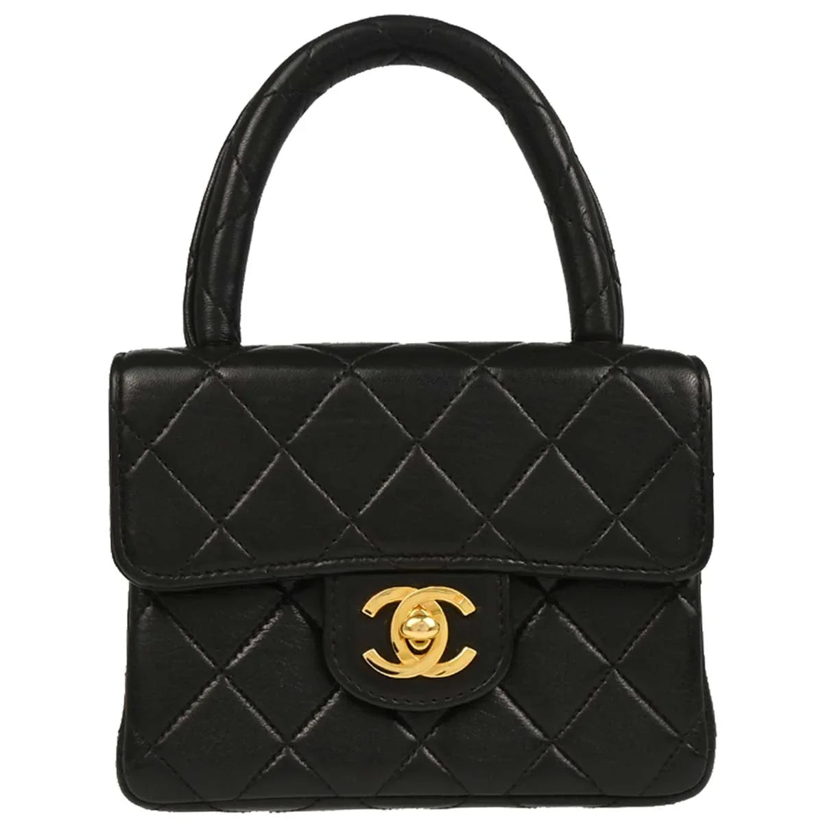 Chanel Black Lambskin Top Handle Handbag