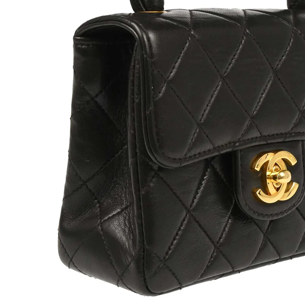 Chanel Black Lambskin Top Handle Handbag