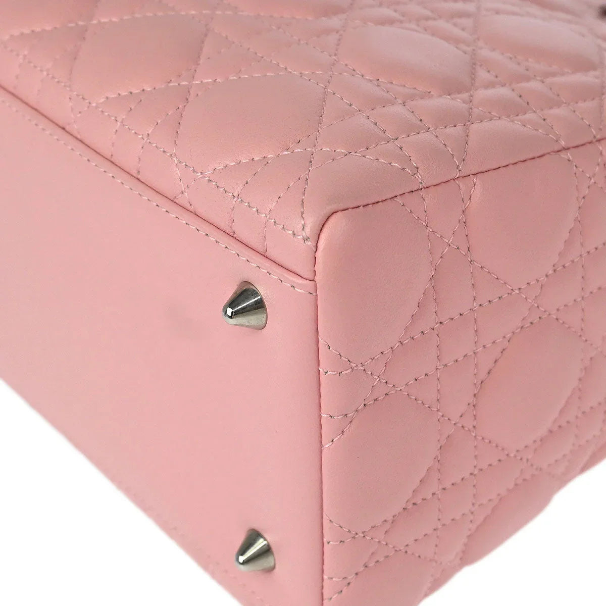 Christian Dior 2004 Pink Lambskin Medium Lady Dior Cannage Handbag