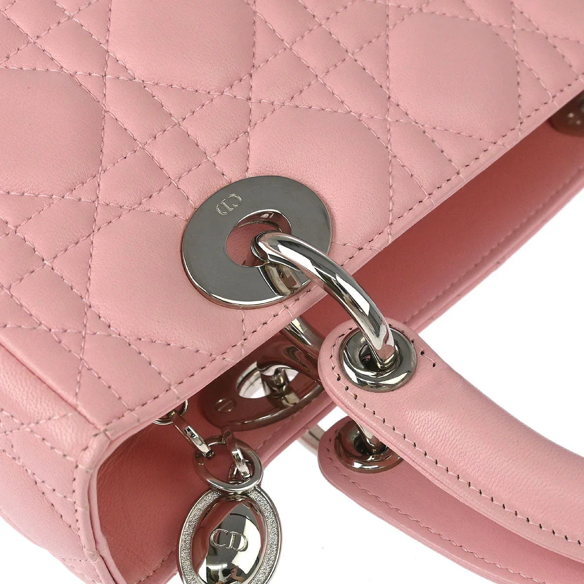 Christian Dior 2004 Pink Lambskin Medium Lady Dior Cannage Handbag
