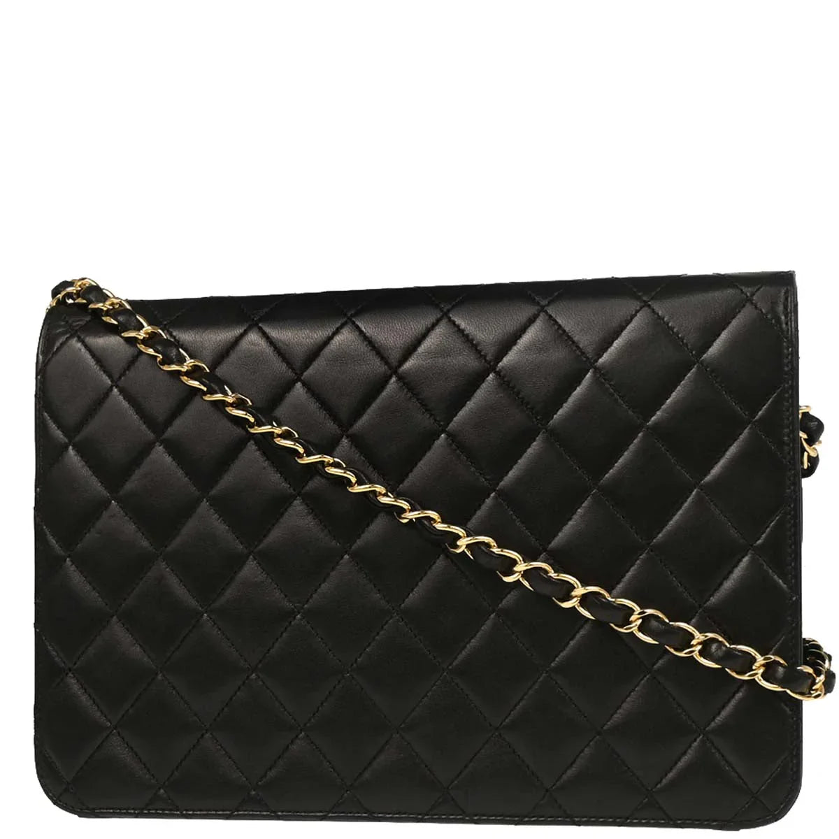 Chanel 2008-2009 Black Lambskin Turnlock Medium Half Flap Shoulder Bag