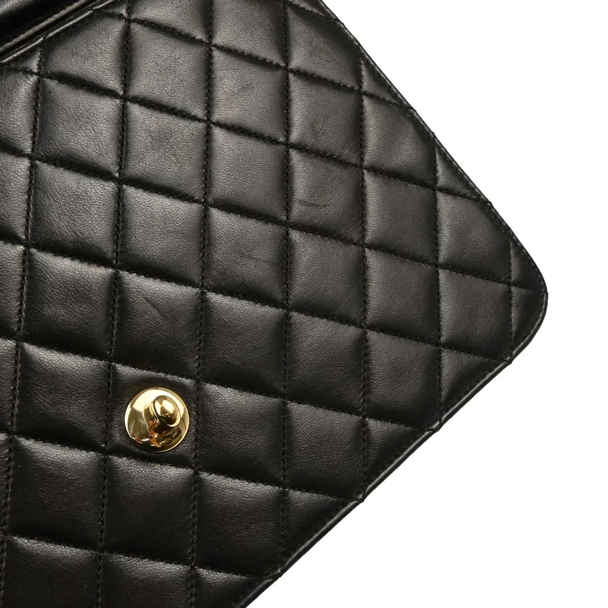 Chanel 2008-2009 Black Lambskin Turnlock Medium Half Flap Shoulder Bag