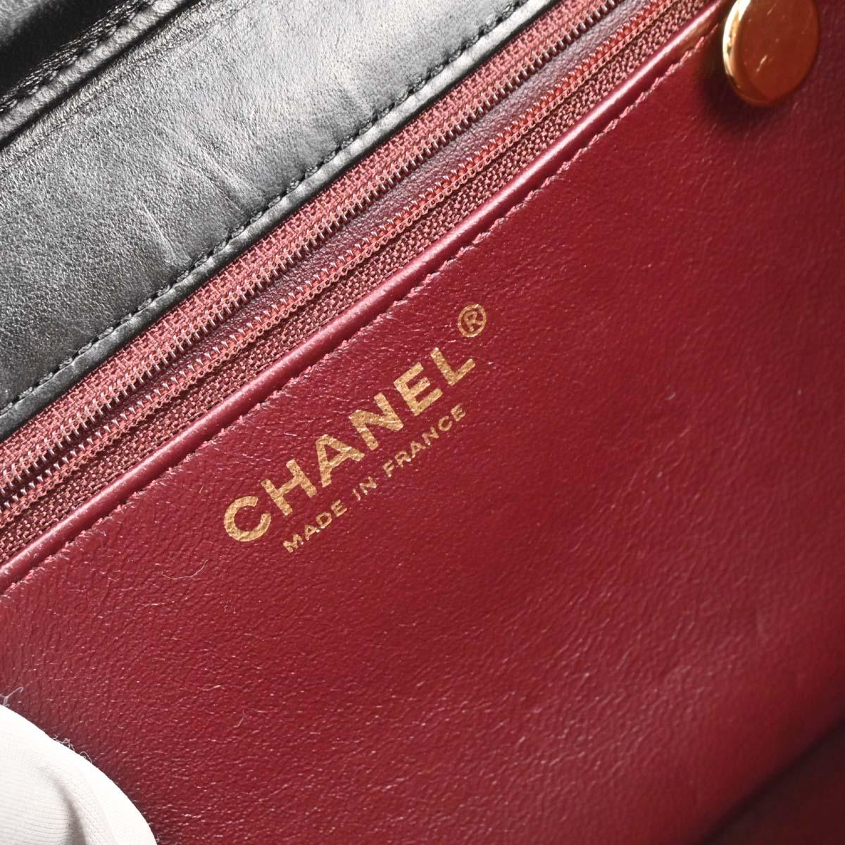 Chanel 2008-2009 Black Lambskin Turnlock Medium Half Flap Shoulder Bag
