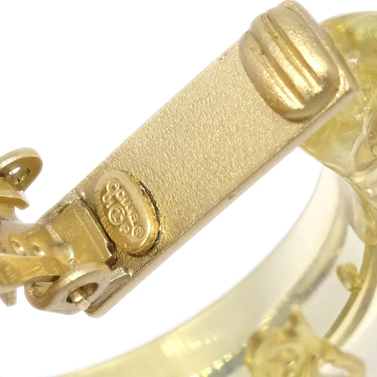 Chanel Hoop Crescent Moon Earrings Clip-On Gold 01P