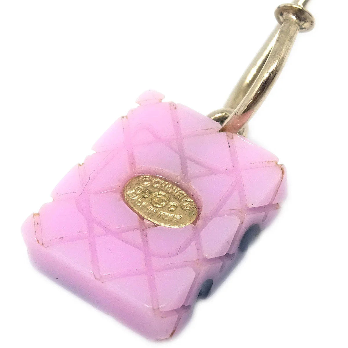 Chanel Cambon Ligne Dangle Piercing Earrings Pink 05C