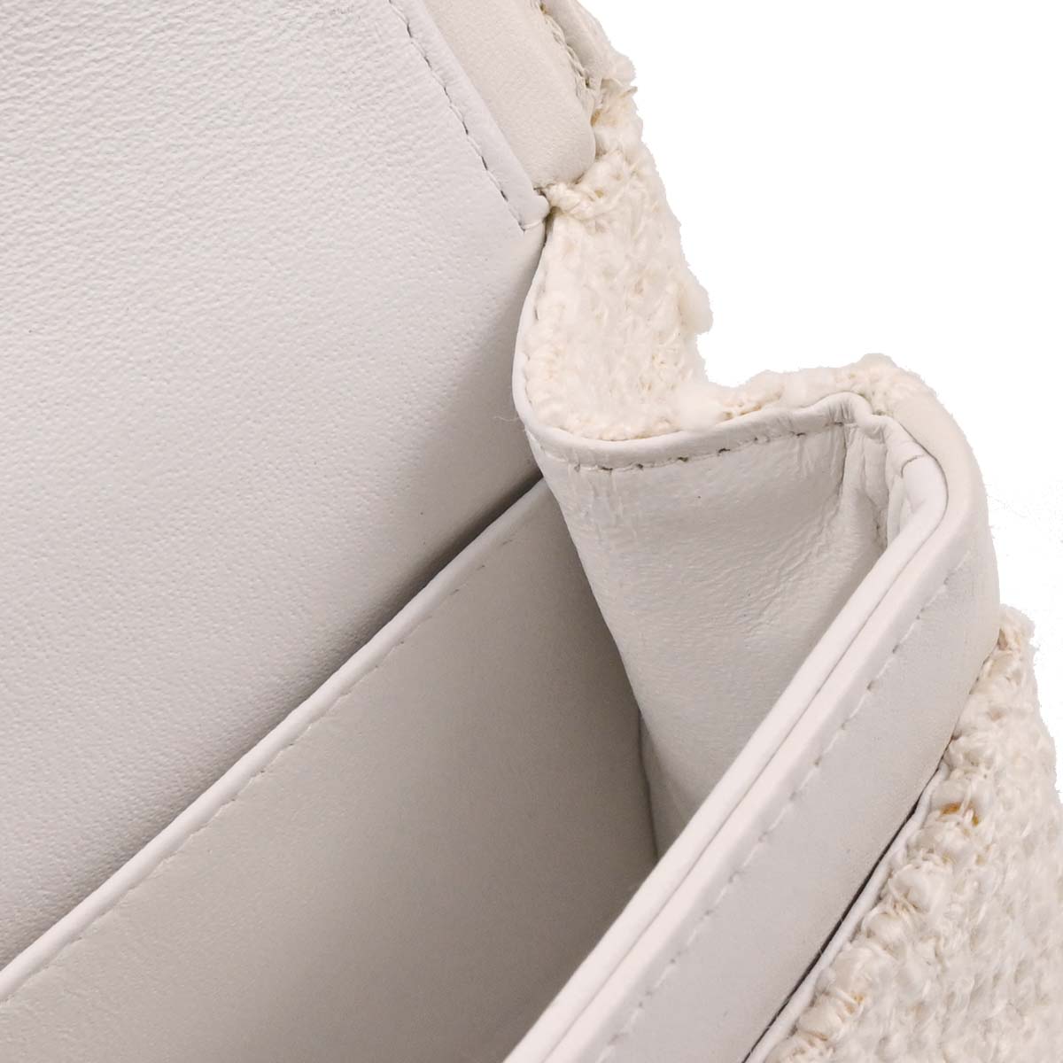 Chanel 2003-2004 White Tweed Medium Classic Double Flap Shoulder Bag