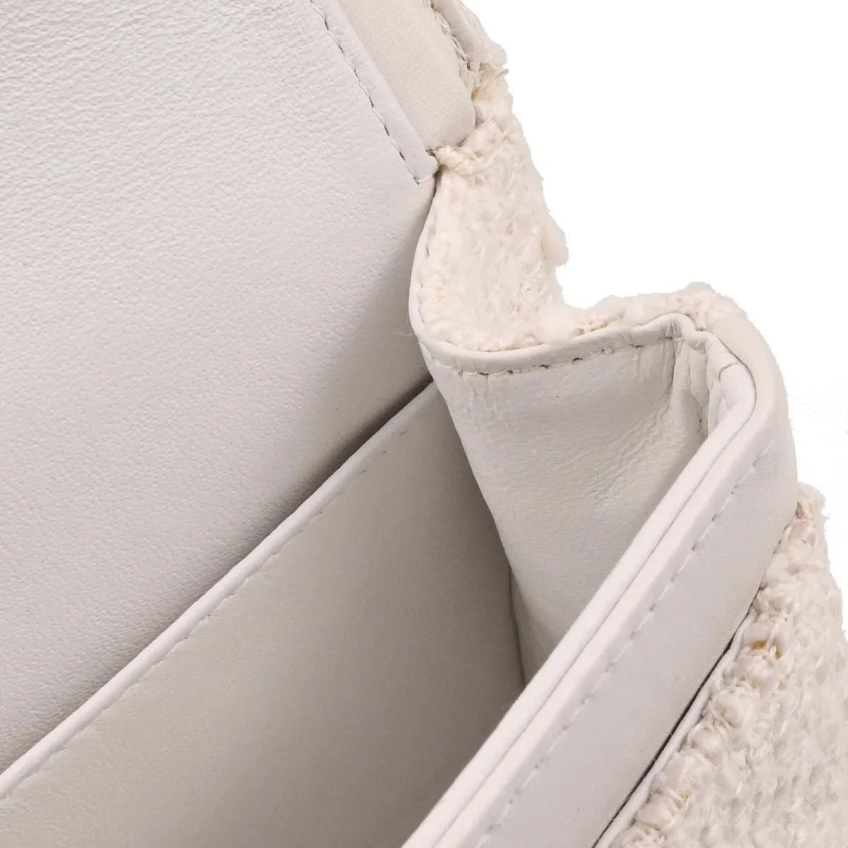 Chanel 2003-2004 White Tweed Medium Classic Double Flap Shoulder Bag