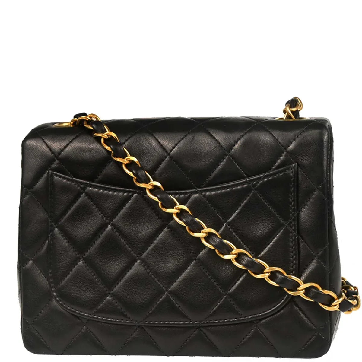 Chanel 1996-1997 Black Lambskin Mini Classic Square Flap Shoulder Bag