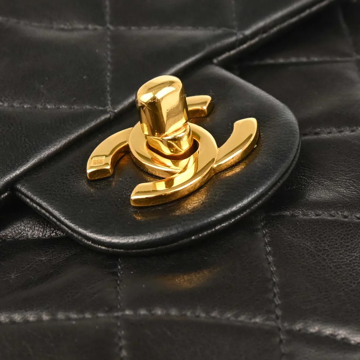 Chanel 1996-1997 Black Lambskin Mini Classic Square Flap Shoulder Bag