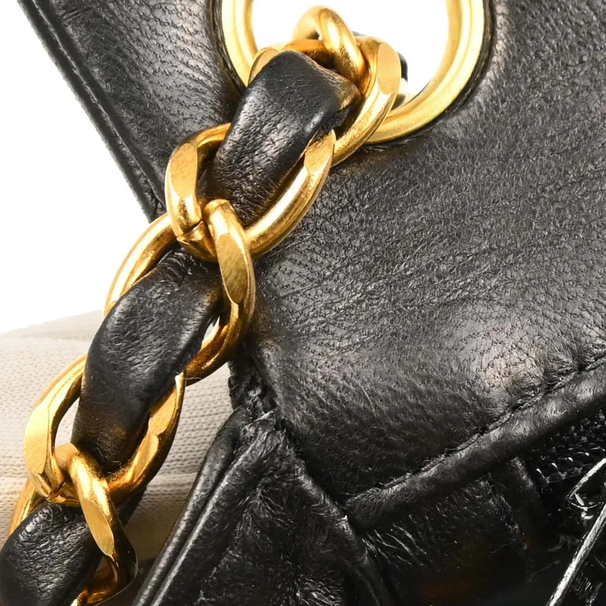 Chanel 1996-1997 Black Lambskin Mini Classic Square Flap Shoulder Bag
