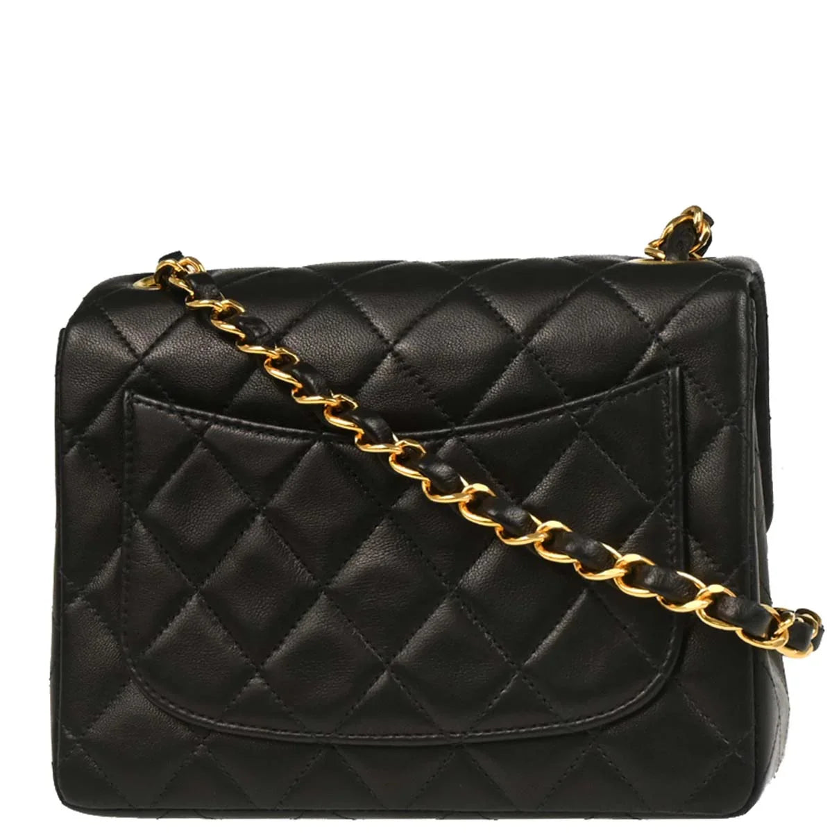 Chanel 1997-1999 Black Lambskin Mini Classic Square Flap Shoulder Bag